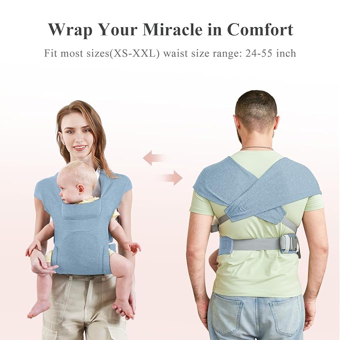Newborn Carrier, Cozy Baby Carrier, Ergonomic Cross-Back Wrap, Hands-Free - Image 4