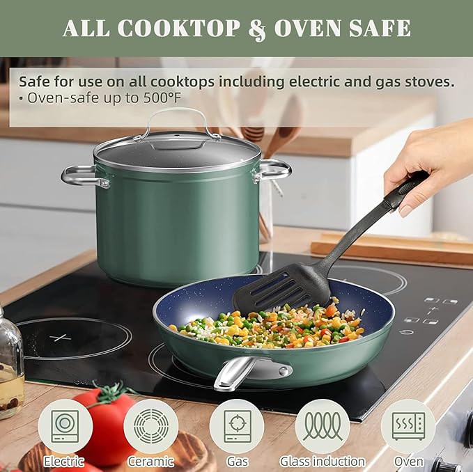 Nuwave Healthy Duralon Blue Ceramic Nonstick Coated 9pc Cookware Set, - Image 4