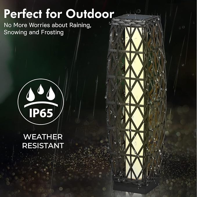 Grand patio 2-Piece Solar Outdoor Floor Lamp Solar Powered Wicker Lantern - Image 5