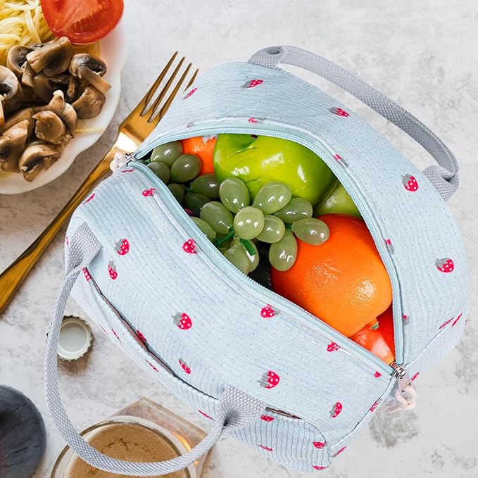 Bluboon Lunch Bag for Women Men Cute Corduroy Lunch Tote Bags Reusable - Image 4