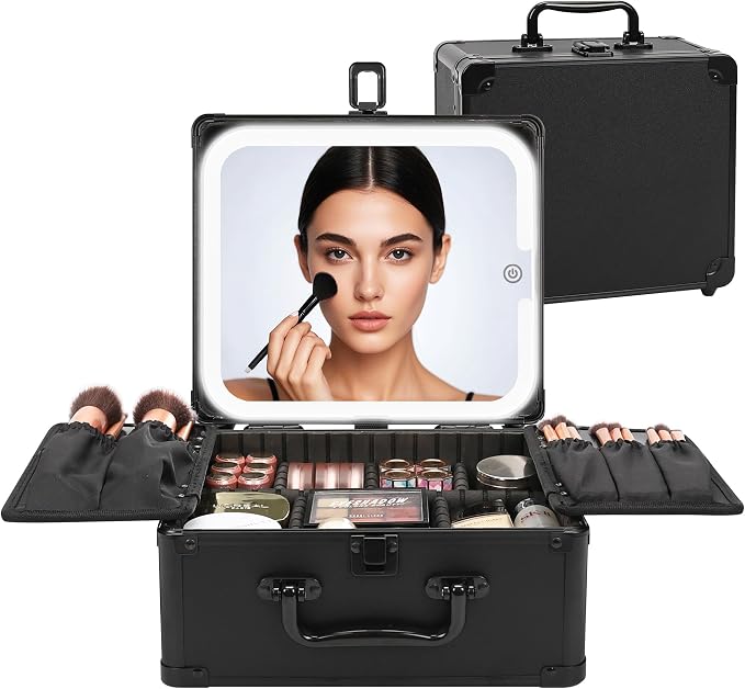 Relavel Makeup Bag with LED Mirror, Makeup Box Travel Train Case with by Relavel
