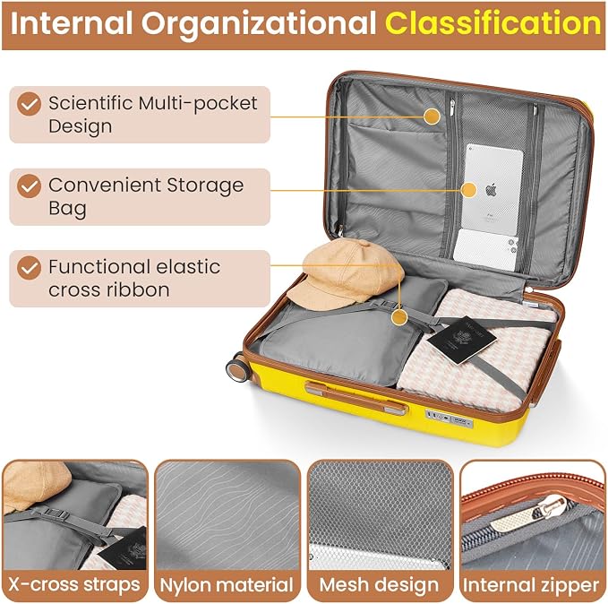 Campfun Luggage Sets 4 Piece, Expandable Carry On Luggage Set Hardshell PP - Image 5