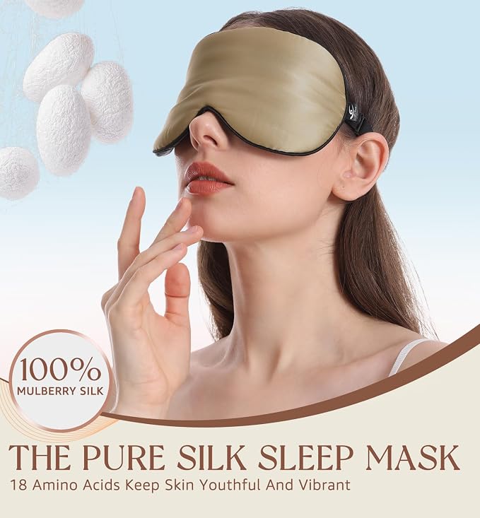 HiRui Silk Sleep Mask, 100% Natural Mulberry Silk of Double-Sided & - Image 3