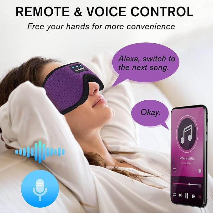 LC-dolida Sleep Headphones, Sleep Mask Bluetooth Wireless Music Eye Mask - Image 6