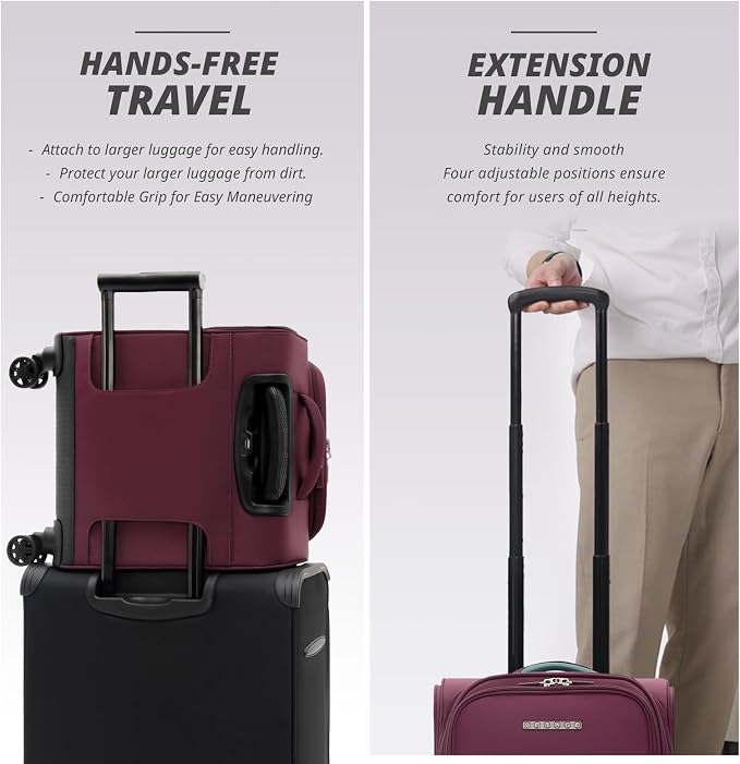 Verage Under Seat Luggage with Wheels, Softside Small Suitcase Spinner Carry On - Image 5