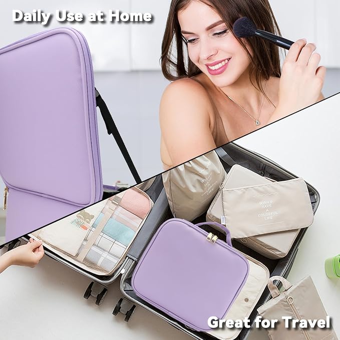 Travel Makeup Bag with LED Mirror and 10x magnifying glass with 3 Lighted - Image 6