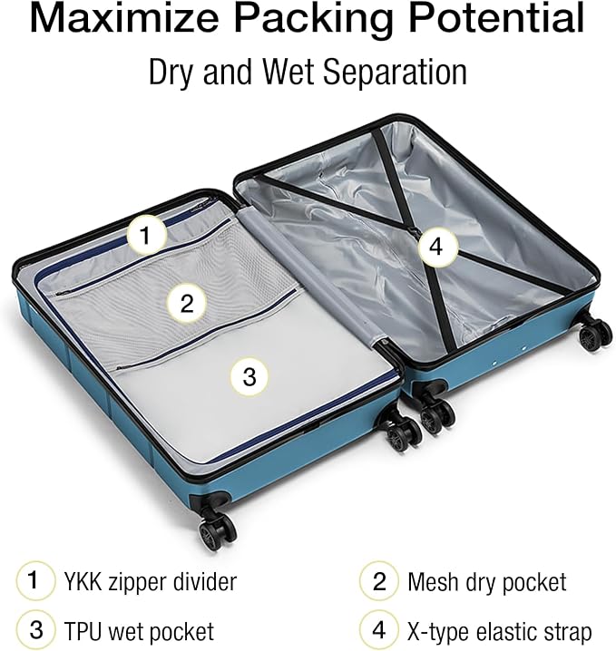 KYME Suitcases with Wheels Hardshell 30 Inch Luggage TSA Approved Large Checked - Image 3