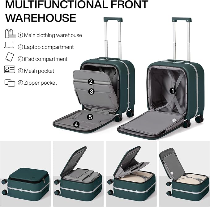 mixi Carry On Luggage, 18” Suitcase - Image 4