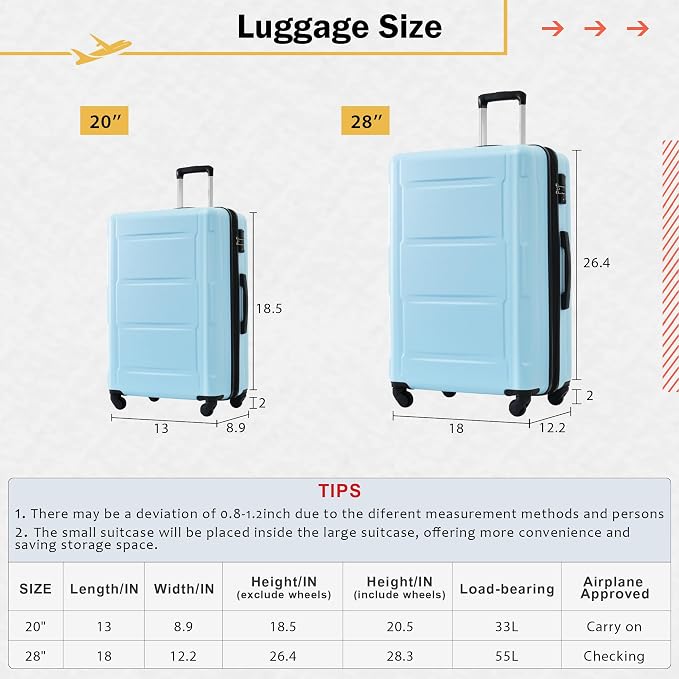 Merax Luggage Set 2 Piece Suitcase Sets - Image 4