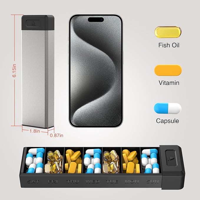 HEIYING Pill Organizer with Aluminum Shell - Image 6