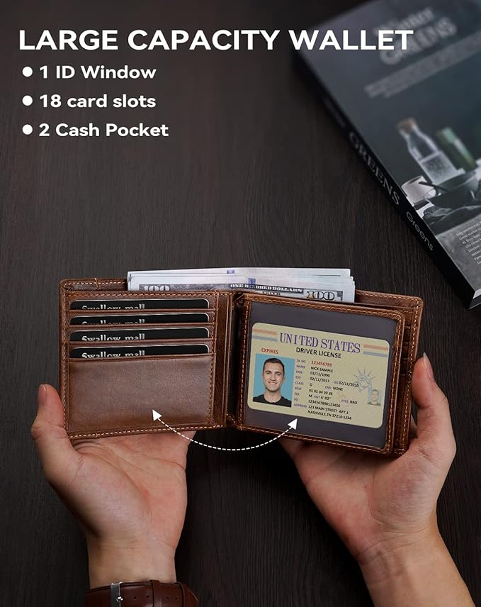 Swallowmall Mens Wallet Rfid Blocking Leather Wallet - Image 4