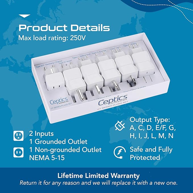 Ceptics World Travel Adapter Set - 2 in 1 USA to Europe - Image 5