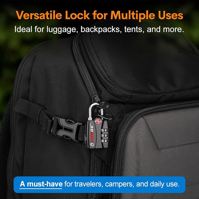 Forge Luggage Locks TSA Approved Black 1 Lock, Small Combination Lock - Image 6