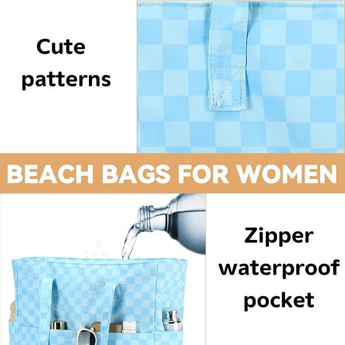 LEDAOU Beach Bag Waterproof Sandproof Women Tote Bag Pool Bag - Image 8