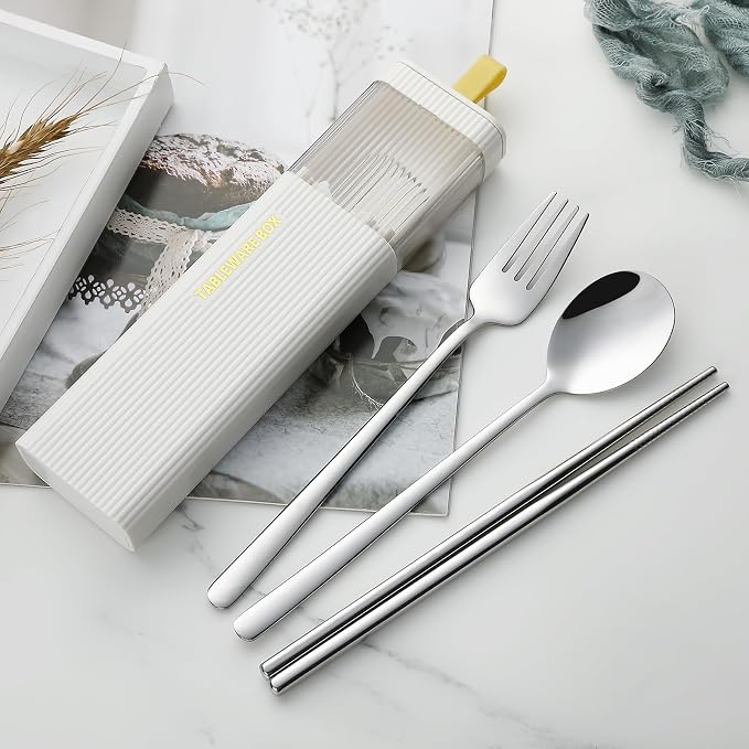 DEVICO Travel Utensils with Case, Stainless Steel Reusable Camping Silverware - Image 7