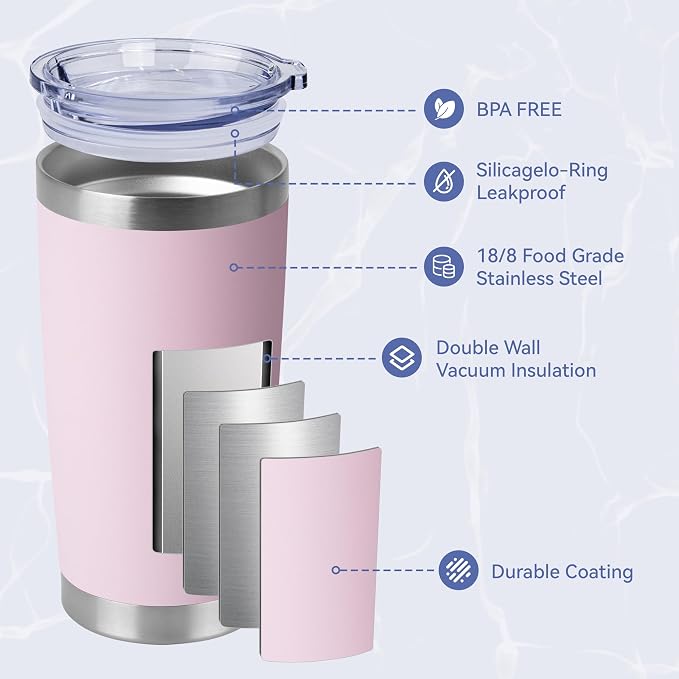 HASLE OUTFITTERS 20oz Stainless Steel Tumblers Bulk, Insulated Travel Cup - Image 2