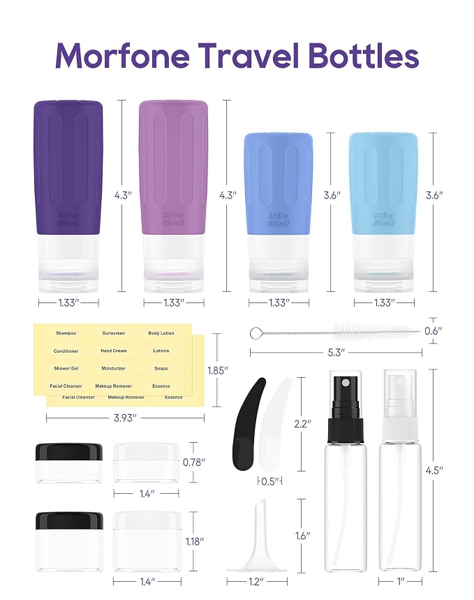 Morfone 16 Pack Silicone Travel Bottles Set - Image 6