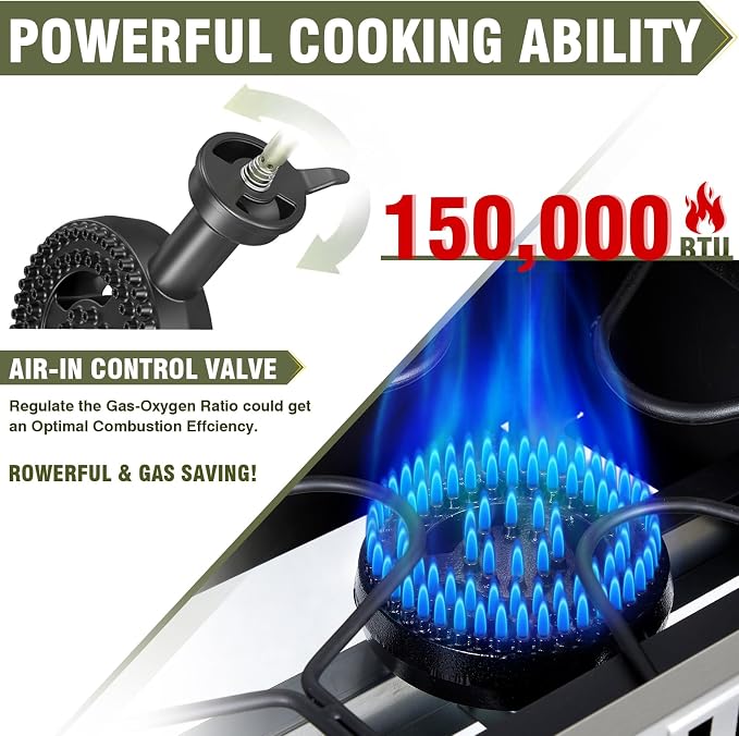 BESTFIRE 2 Burner Propane Gas Stove Outdoor Cooking Station – 150, 000 BTU - Image 2