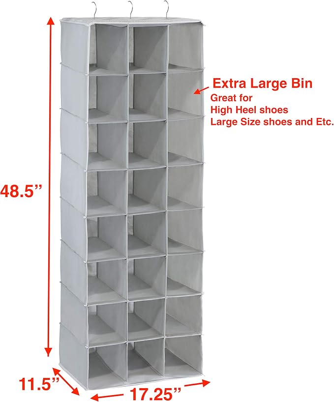 Simple Houseware Hanging Closet Organizers 24 Section Shoe Shelves - Image 3