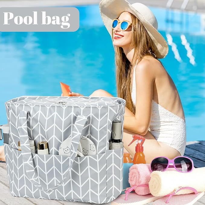 LEDAOU Beach Bag Waterproof Sandproof Women Tote Bag Pool Bag - Image 5
