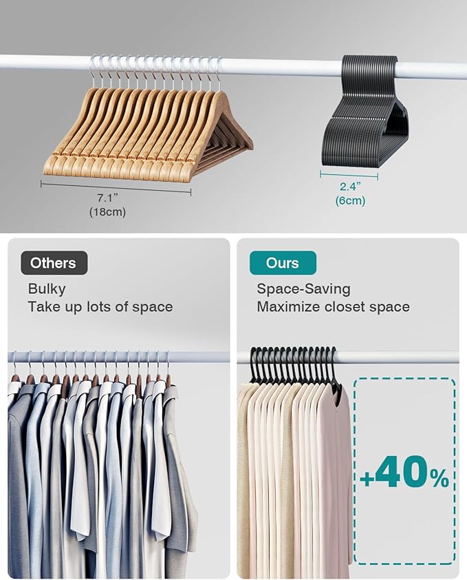 100 Pack Clothes Hangers, Non Slip Plastic Coat Hangers, Space Saving Hangers - Image 3