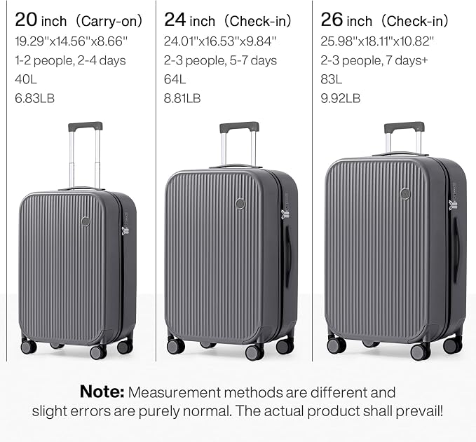 mixi 20 Inch Carry On Luggage PC Hardside Suitcases - Image 6