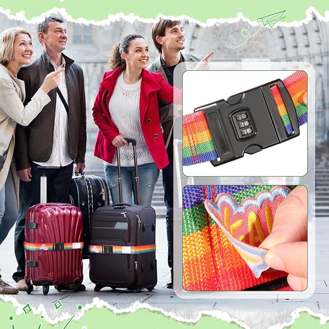 Adjustable Luggage Straps with Combination Lock – 4 Pack Bright Colors - Image 6