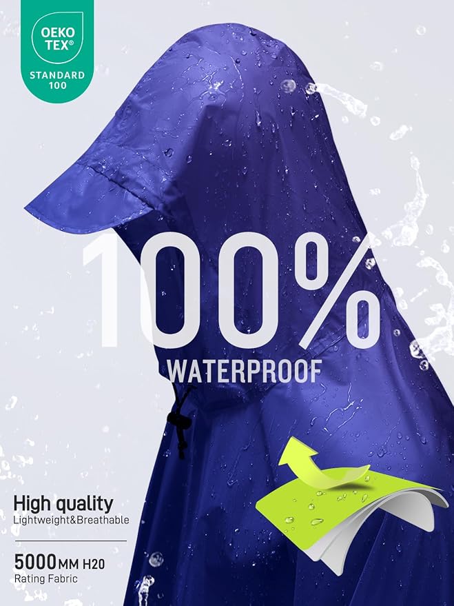 SaphiRose Hooded Rain Poncho Waterproof Raincoat Jacket - Image 3