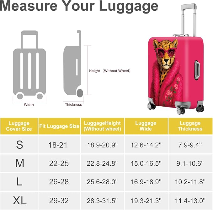 ANNA QUEEN Fashionable Leopard Luggage Cover, Leopard in Pink Coat and - Image 5