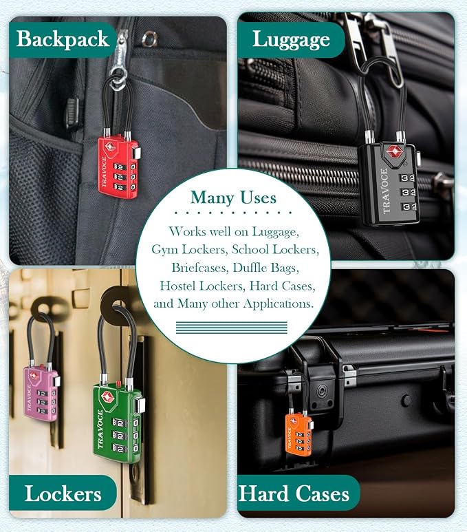 TSA Approved Luggage Locks, Travel Locks Which Also Work Great as Gym Locks - Image 4