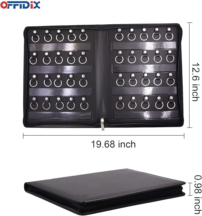 OFFIDIX Large Zippered Key Case, Leather Portable Key Cabinet, 40 Key Hooks Key - Image 3