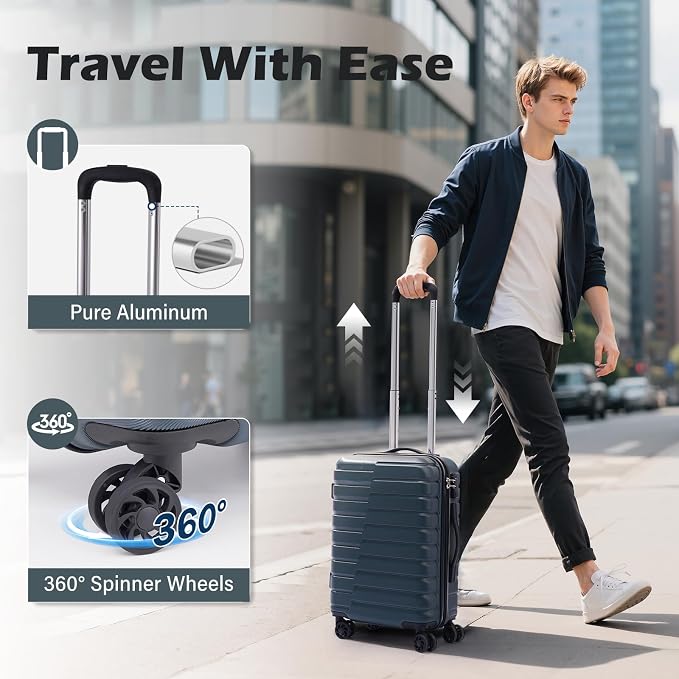 Coolife 20-Inch Small Carry on Hardside PC+ABS Spinner TSA Lock Telescopic - Image 4