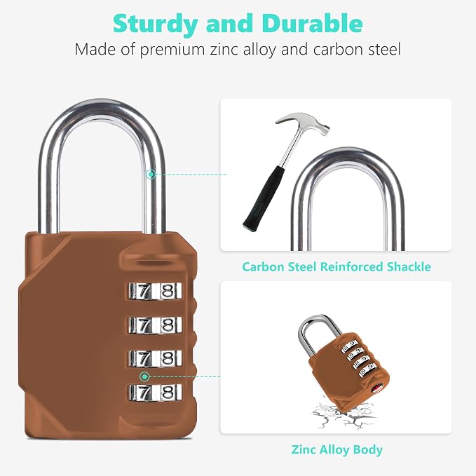 CL11MC Combination Lock, 4 Digit Outdoor Combination Padlock Set Your own - Image 3