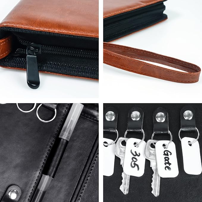 Portable Zippered Key Case, Leather Key Organizer - Image 7