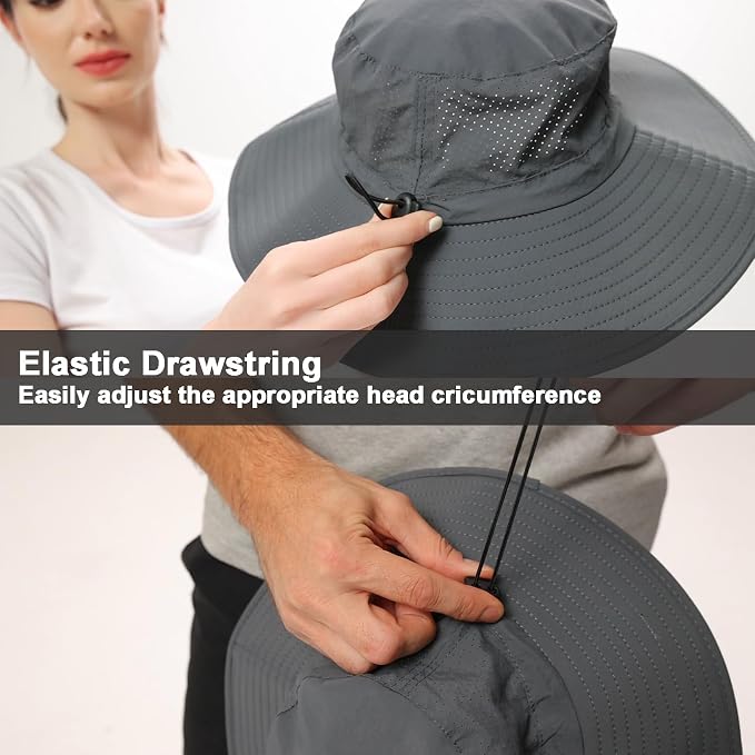 Rosoz Sun Hat for Men Women Boonie Bucket Hat Wide Brim Breathable Cooling - Image 5