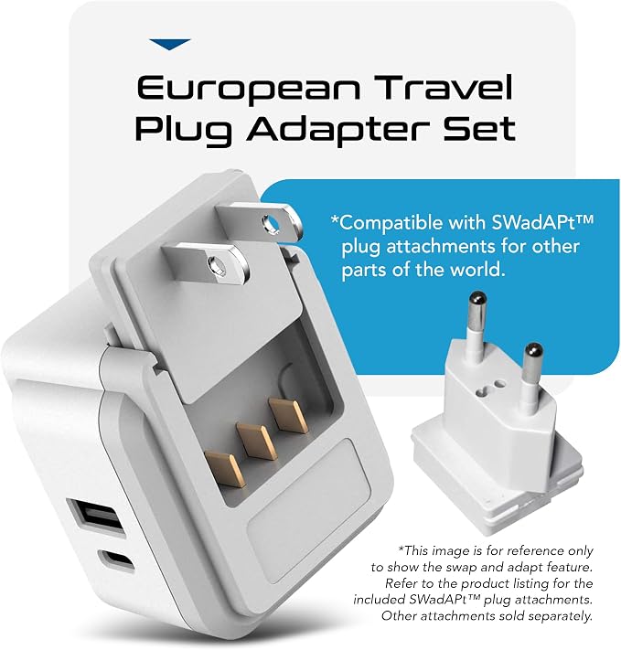 Ceptics European Plug Travel Adapter Set, 20W PD & QC, Safe Dual USB & USB-C - Image 5