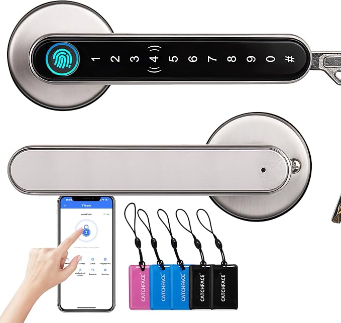 Smart Lock, CATCHFACE Fingerprint Door Lock TTLock Smart Door Knob Smart Door by CATCHFACE