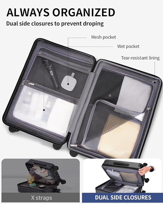 ECOHUB Hardside Expandable Carry On Luggage, Recycled PC 24" Rolling Luggage - Image 6