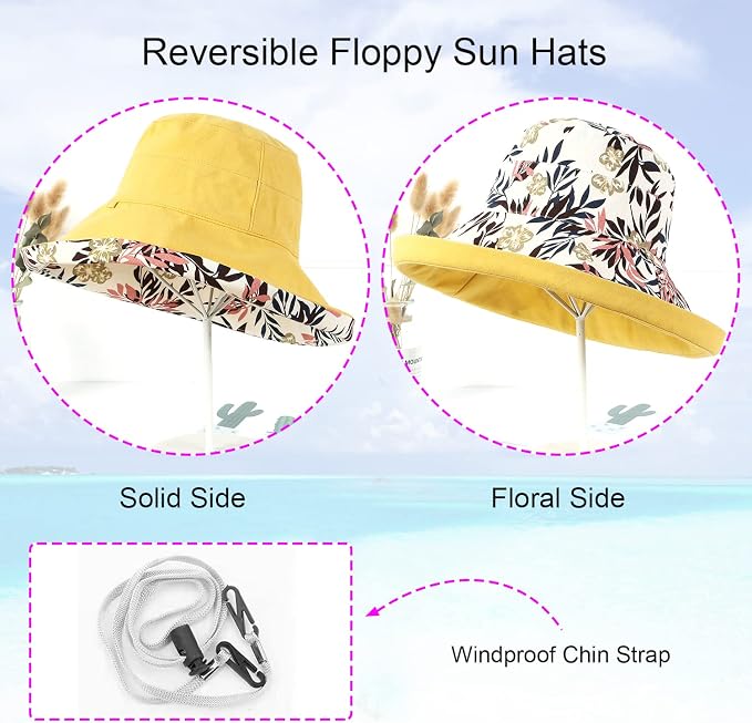 Women Wide Brim Sun Hats Metal Wired Edge Summer UV Protection Beach Fishing Hat - Image 2
