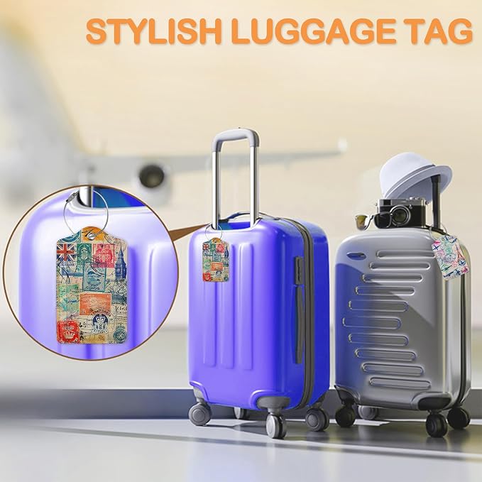 Retro Wanderlust Stamps 3 PCS PU Leather Luggage Tags - Image 5