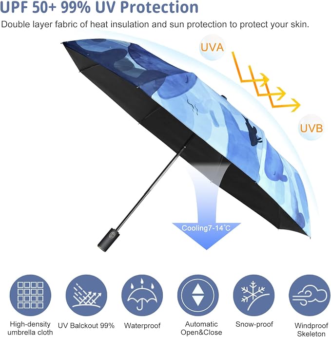 Cuby UV Sun Umbrella Compact Folding Travel Umbrella Auto Open and Close - Image 2