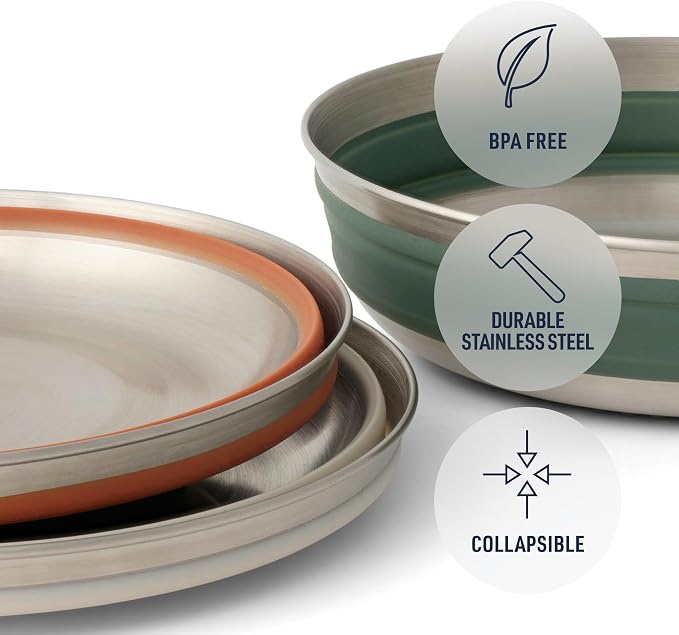 Sea to Summit Detour Stainless Steel Collapsible Bowl, Laurel Wreath Green - Image 4
