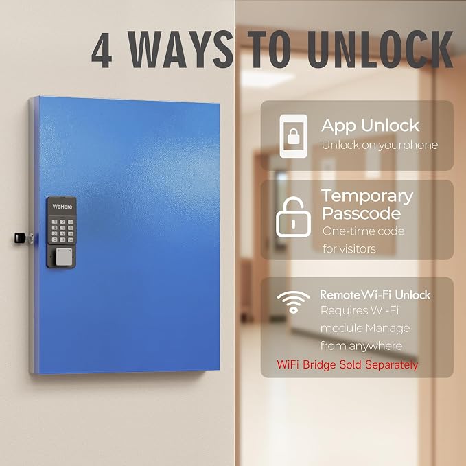 WeHere 72 Key Lock Box Wall Mount, Smart Key Cabinet - Image 2