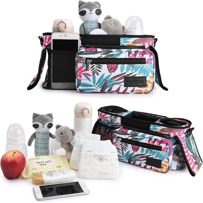 Momcozy Universal Stroller Organizer, 2 Insulated Cup Holders, Removable Zip - Image 2