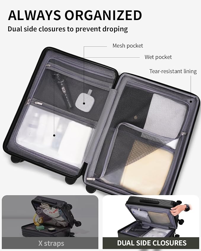 ECOHUB Hardside Expandable Carry On Luggage, Recycled PC 24" Rolling Luggage - Image 6