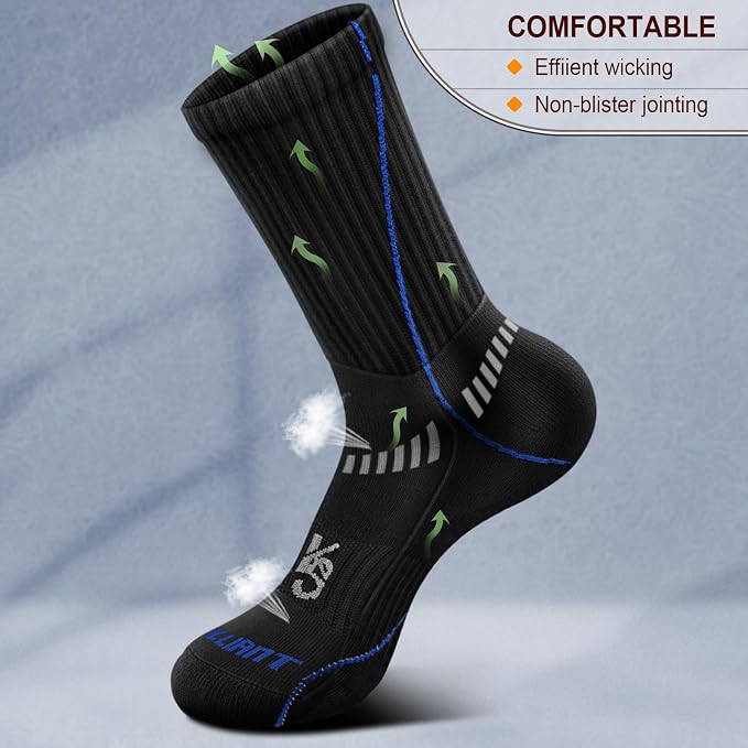 BULLIANT Compression Socks for Men 6Pairs, Athletic Crew Socks Cushioned For - Image 5