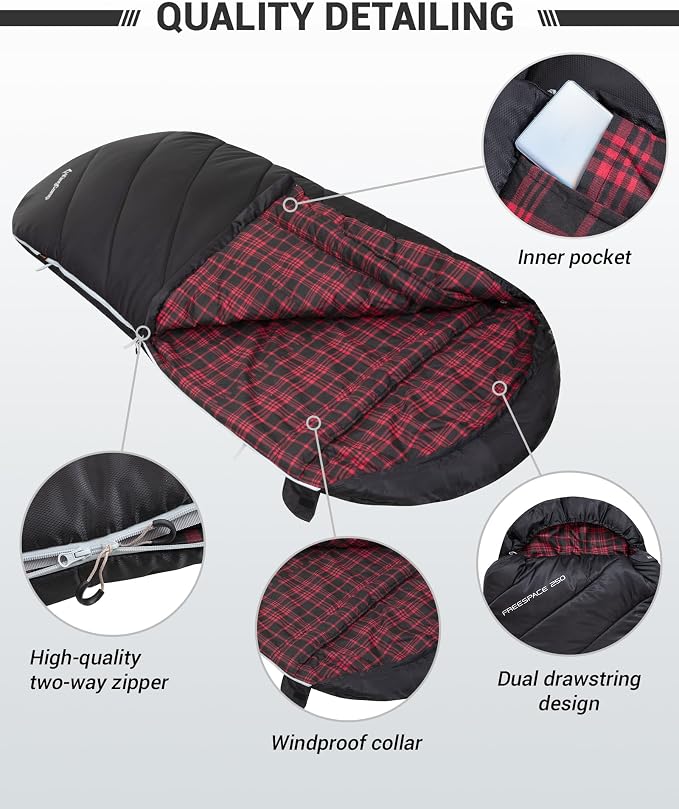 KingCamp Sleeping Bag for Adults, Cold Weather & Warm Extra Wide Big & Tall XL - Image 4