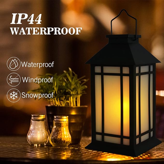 11" Solar Lantern Outdoor Garden Hanging Lanterns Waterproof LED Vintage - Image 5