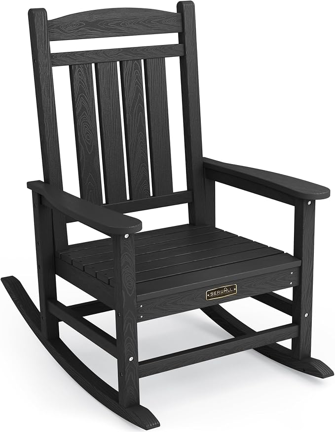SERWALL Outdoor Rocking Chair, HDPE Patio Rocking Chair All-Weather Porch Rocker by SERWALL