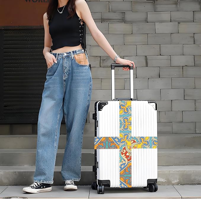Totem Flowers Luggage Straps for Suitcases, Adjustable Luggage Travel Belt to - Image 5